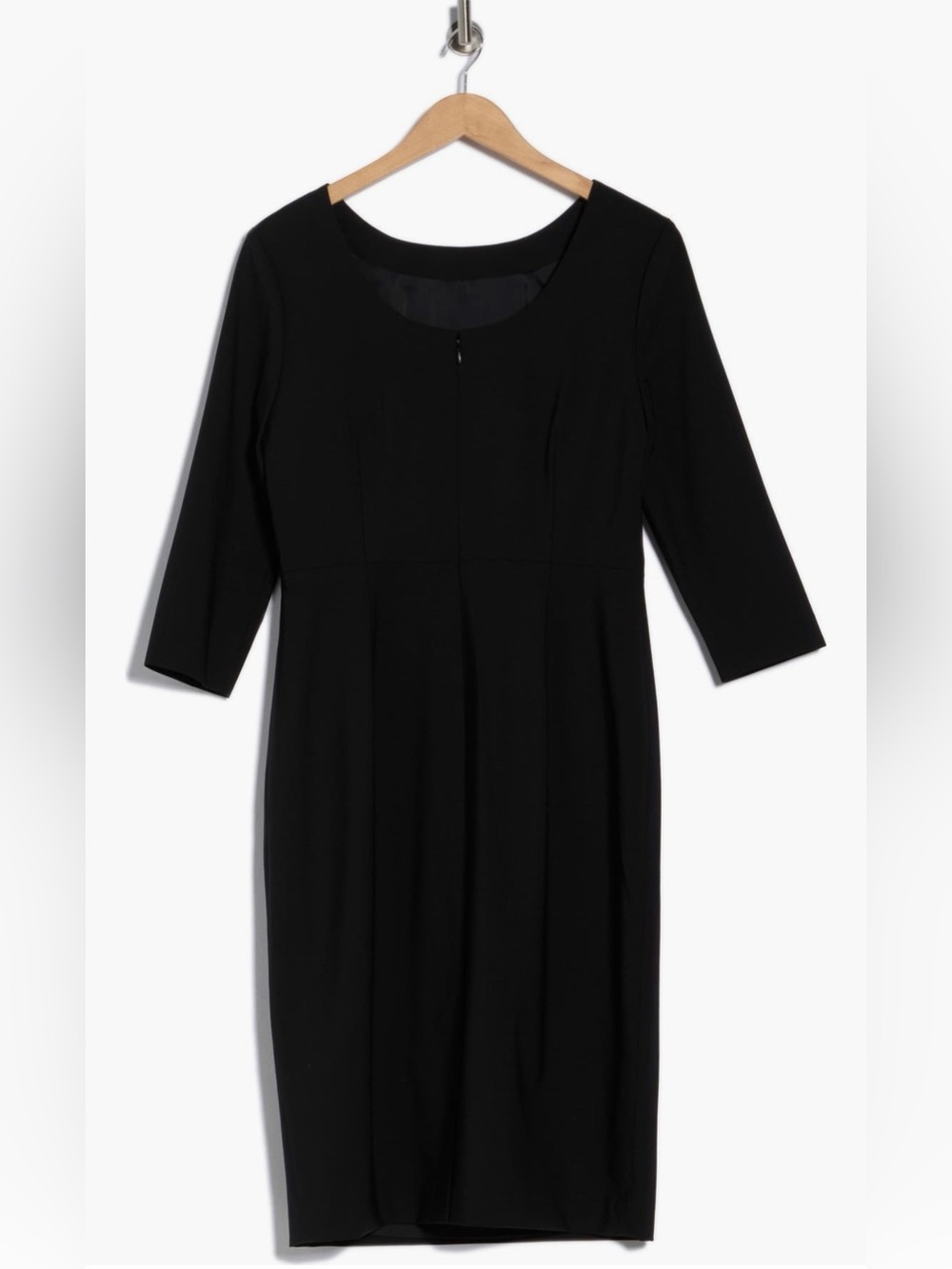 Theory Varetta Black Stretch Wool Sheath Dress Size 8 3/4 Sleeve Career Office - Picture 6 of 15